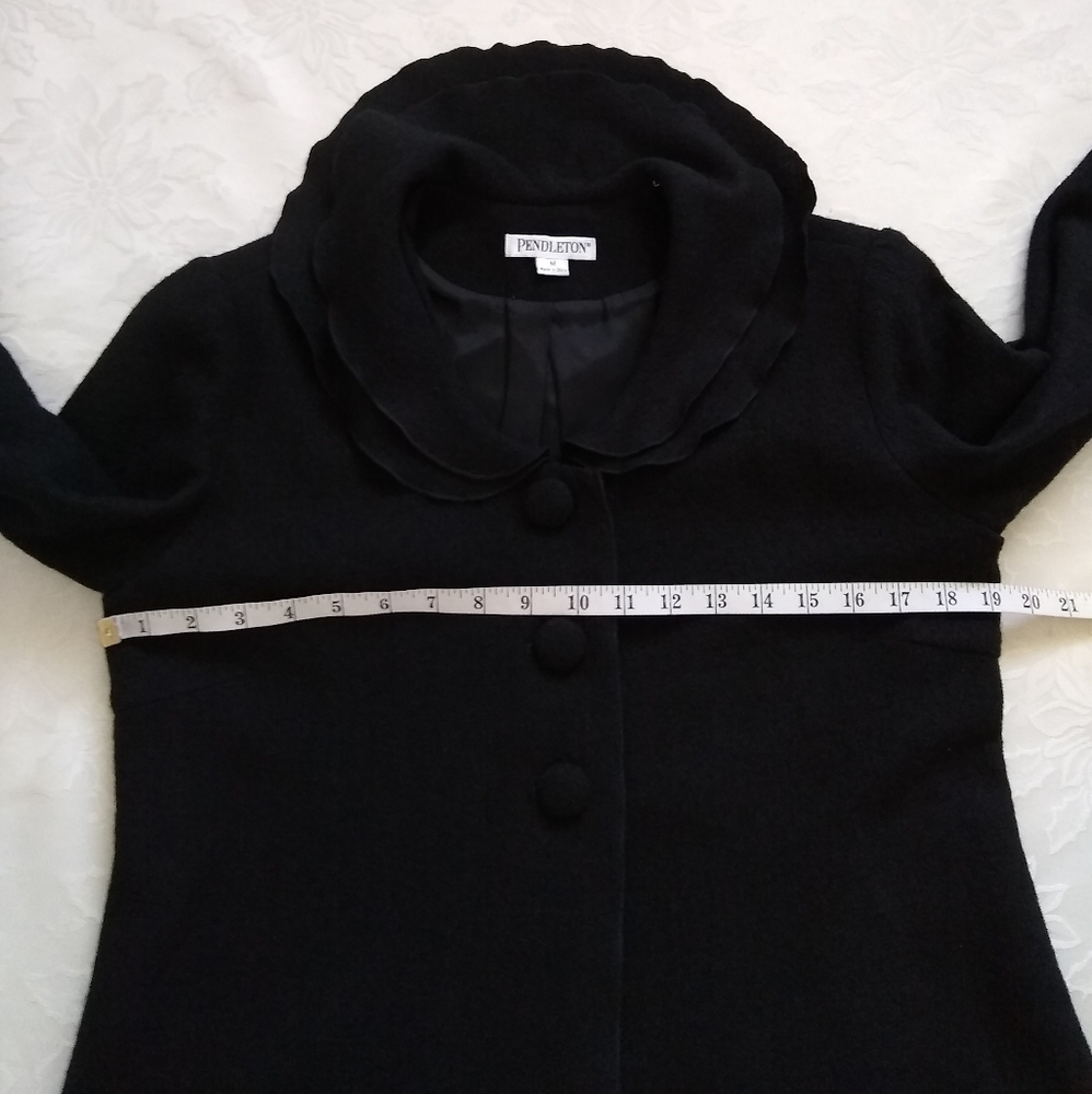 Pendleton Black Wool Ruffled Collar Lined Cardiga… - image 4